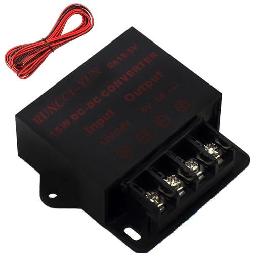 RUNCCI-YUN Conversor de Corriente Continua y CC,DC Step Down Convertidor de Fuente 12V 24V a 5V 3A 15W Transformador de Voltaje Reductor Universal