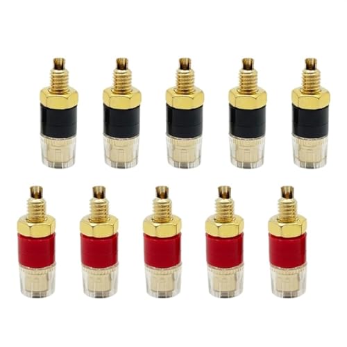 20 Piezas Amplificador Chapado en Oro de 4mm, Postes de unión, Conector de Terminal de latón, Altavoz con Conector Banana de Carcasa Transparente(20 Black)