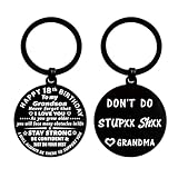 ENGZHI Grandson 18th Birthday Gifts for Him, 18 Year Old Boys Birthday Decorations for Men from Grandma, Metal Keychain