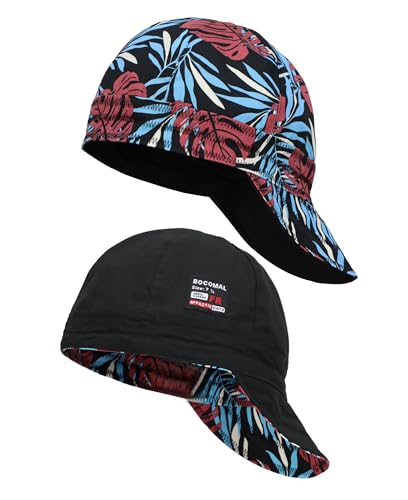 Image of BOCOMAL 2 Pack Welding Cap Plaid Style CAT2 NFPA2112 Flame Resistant 6.5OZ Midweight Welder Hats 7 1/4