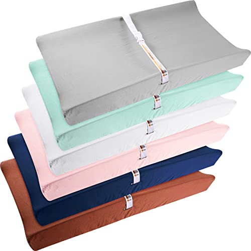 Image of 6 Pieces Baby Changing Pad Cover Soft Cotton Diaper Changing Table Sheets for Baby Boys Girls for Most Baby Changing Pads, 32'' x 16"