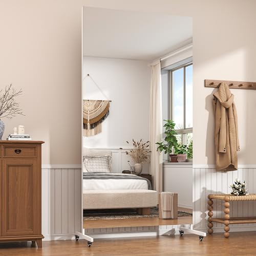 Hasipu 74.8" x 31.4" Full Length Floor Mirror on Wheels