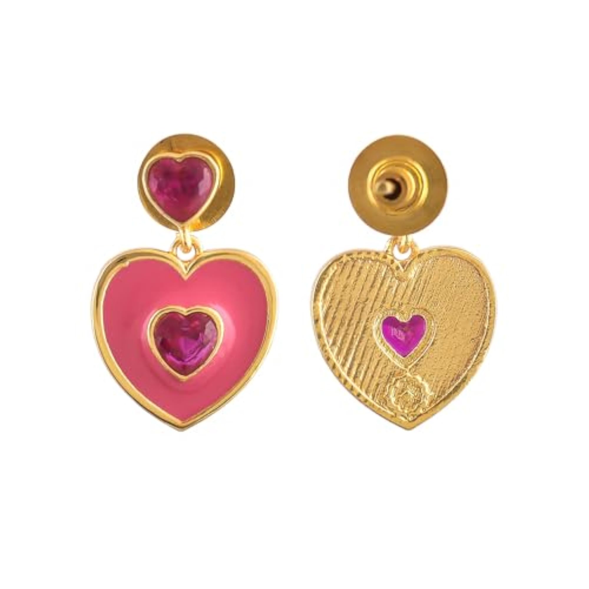 Pink Heart Drop Earrings Gift For Her Valentines For He