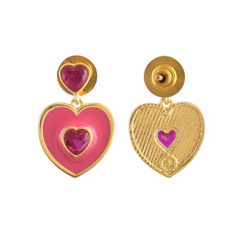 Pink Heart Drop Earrings Gift For Her Valentines For He
