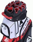 ASK ECHO T-Lock - Bolsa de carrito de golf con divisor de 14 vías, bolsa de carrito premium con asas y cubierta de lluvia para hombres (blanco)