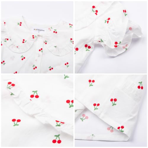 Image of Mud Kingdom Little Girls Peter Pan Collar Blouse Cotton Short Sleeve Button Up