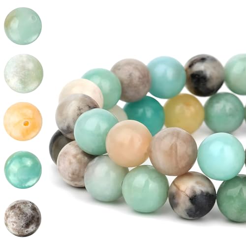 120Pcs Natural Stone Beads 6mm Round Blue Amazonite Gemstone Loose Beads