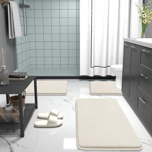 OLANLY Thick Memory Foam Bathroom Runner Rugs 47x17, Extra Soft Absorbent Long Bath Rug, Quick Dry Bath Mats, Non-Slip, Machine Washable Mat for Bathroom, Tub and Shower, Home Decor Accessories, Ivory by OLANLY - Image 7