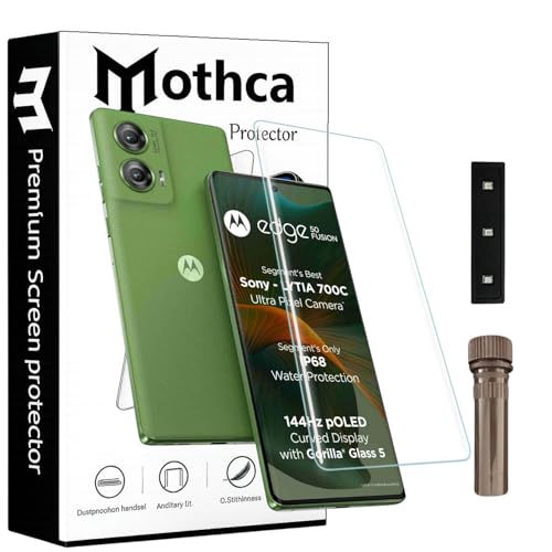 Image of Mothca Curved UV Tempered Glass Screen Protector for Moto Edge 50 Fusion | HD Clear | Full Screen Coverage | Pack of 1