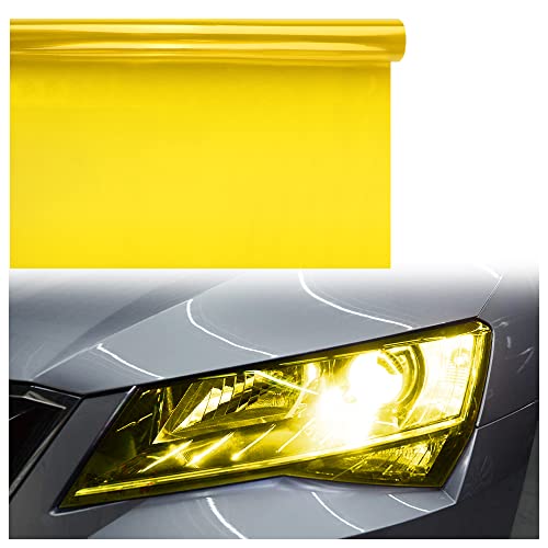 47X12 Car Light Tint Film,Vibrant Residue-Free Vinyl Sticker For Fog Light,Taillight,Headlight,Window Self Adhesive Vinyl Film,Cool Car Decoration&Protector (Golden Yellow) #TOP9