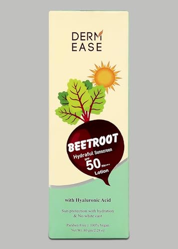 DERM EASE Beetroot Hydraful Moisturizer, Hyaluronic Acid Formula, 48 Hour Hydration, Oil Free, All Skin Types, 80ml