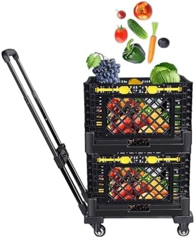 Faltbarer Allzweckwagen mit Aufbewahrungsboxen - Faltbarer Einkaufswagen für Transport Umzug und Lebensmitteleinkauf Hohe Tragfähigkeit und Tragbar