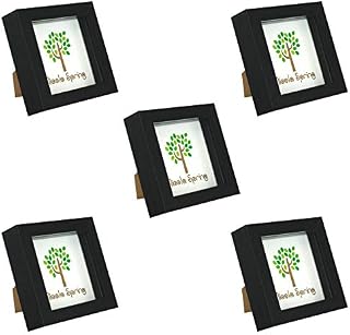 Nicola Spring 4x4 (10 x 10cm) Square Box Glass Photo Picture Frame, Standing & Hanging - Black - Pack of 5