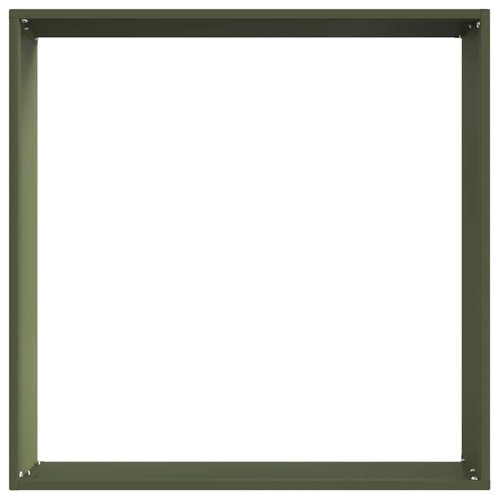 Recinzione per prato, in acciaio, verde oliva, 50 x 50 x 13 cm | Bordo quadrato in metallo resistente alle intemperie per una separazione pulita di terrazze e giardini.