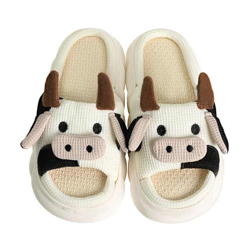 Gaolinci Cartoon Cow Slippers Indoor Outdoor Slippers for Women (US 9.5-10.5)