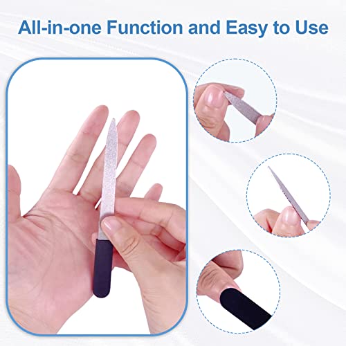Metal Nail File (3 Pack), Heavy Duty Nail Files For Natural Nails Stainless Steel Diamond Fingernail Files With Sharp Pointed Tip Non Slip Handle, Sapphire Grit Sword Finger Nail Filers Black #TOP1