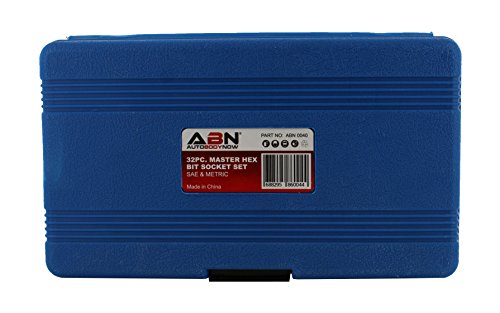 Abn Hex Socket Set - 32Pc Universal Sae And Metric Allen Socket Set Hex Bit Socket Set, 5/64 To 3/4 Inch And 2 To 19Mm #TOP5