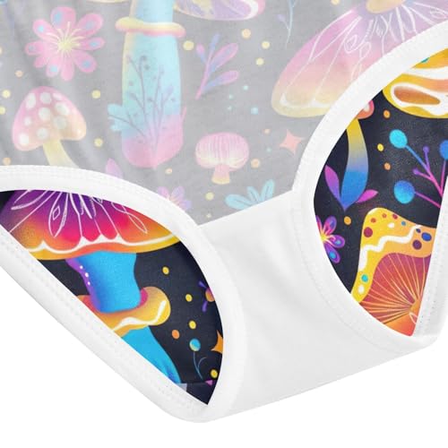 Cute Mushrooms Flower Neon Girls Briefs, Toddler Panties, Girls' Cotton Brief Underwear, 2–8 Years4