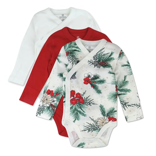 Image of HonestBaby unisex-baby 3-pack Long Sleeve Side-snap Kimono Bodysuits Organic Cotton for Infant Baby Boys, Girls, Unisex