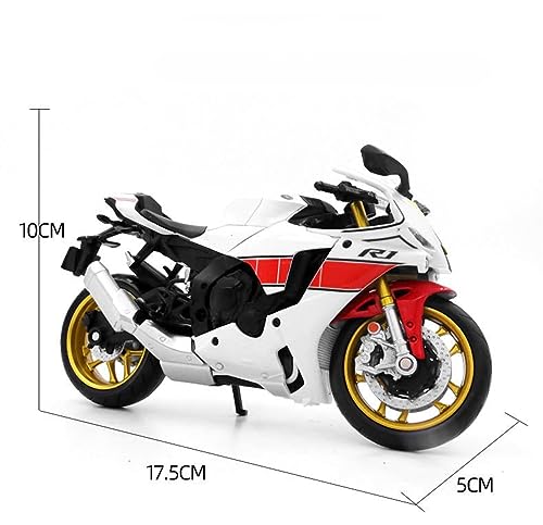 Moto Yamaha YZF-R1M 1:12 de colección en metal fundido a presión blanco 6