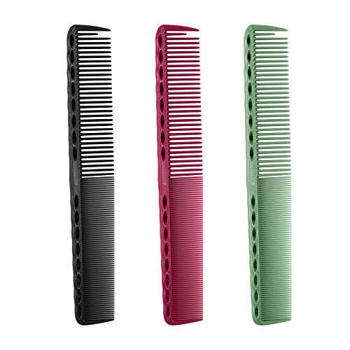 AUEAR, Hair Salon Comb Professional Hairdressing Comb Hair Cutting Tool Detangler Comb for Men Women (3 Pack, Gray & Green & Red)