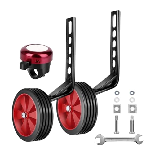 Almencla 子供用自転車補助輪 調節可能な自転車スタビライザー 自転車に乗るのに実用的 ユニバーサル 屋内と屋外用後輪, 赤