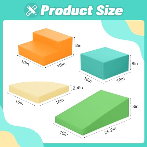 Image of TODIBY 6-Piece Soft PU Leather Toddlers Climbing Toys, Baby Foam Climbing Blocks for Toddlers 3, Indoor Climb and Crawl Activity Play Set, Foam Play Gym Climbing Structures (Orange and Green)