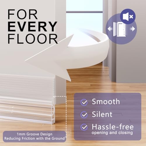 Image of Door Draft Stopper, Adjustable Door Sweep, Silicone Weather Stripping, Under Door Gap Filler, Transparent, 39 inch