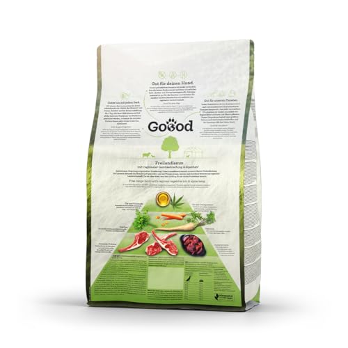 Goood Adult Freilandlamm – Trockenfutter, Hundefutter – getreidefrei, für Knochen und Gelenke, mit hochwertigen Proteinen - für alle Rassen und Größen - 1,8kg