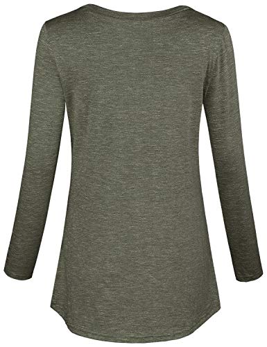 Nursing Tshirt, Quinee Women Casual Crew Neck Long Sleeve Cute Button Detail Loose Shirts Plus Size Postpartum Tops Maternity Clothes Winter Breastfeeding Tunic Olive Green M #TOP2