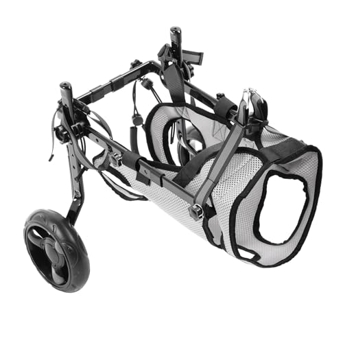 Generic Height Adjustable Dog Wheelchair Lightweight Steel Structure Breathable Mesh Doggy Wheel Chair for Injured Dogs Installation Manual Included Gray - Image 3