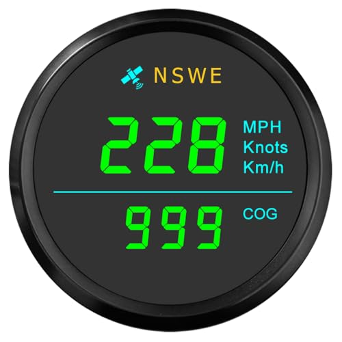 ELING 52mm Universal GPS Speedometer 0-999 km-h Knots mph with Compass 12V 24V for Marine Boat (LCD Doesnt Show Odometer)