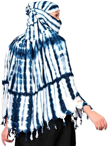 Image of Cotton Long Scarf Cum Mask Scarves Usable for Vehicle Driver | White Printed Design Fabric | Universal Size | Soft & Breathable Sun Protection | For Girl & Women