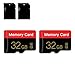 2 Pack Micro Memory Card 32 GB with Adapter, C10/U3/UHS-I/A1, TransFlash Card, TF Card for Camera, Smartphone, Tablet, Drone (Red 32GB *2)
