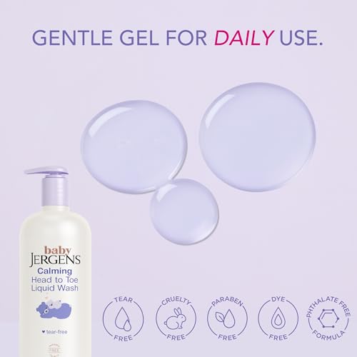 Image of Jergens Baby Calming Head-to-Toe Liquid Baby Wash & Shampoo, 20 Fl Oz | Tear-Free Formula, Shea & Lavender Oils, Dermatologist Tested, Gentle For Delicate Skin & Hair