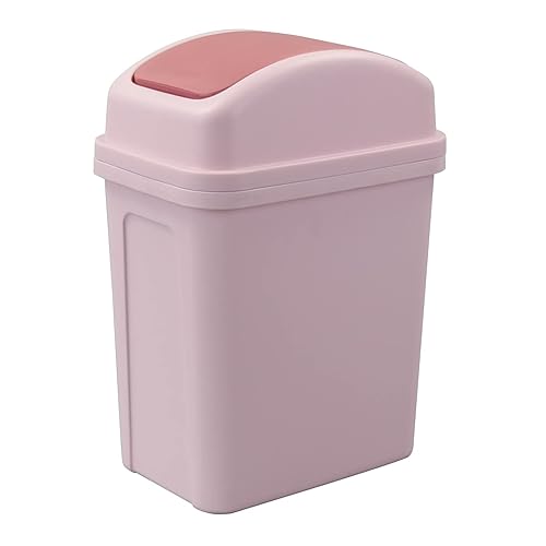 Bote de basura pequeño de 7 L con tapa giratoria, cubo de basura interior de 1.8 galones con tapa (rosa)