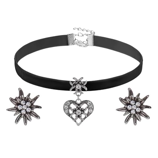 BIBITI Lot de 3 accessoires pour la fête de la bière pour femme - Collier bleu edelweiss - Costume de prairie - Boucles d'oreilles edelweiss - Accessoires pour fête de la bière Herdear, 1, Alliage