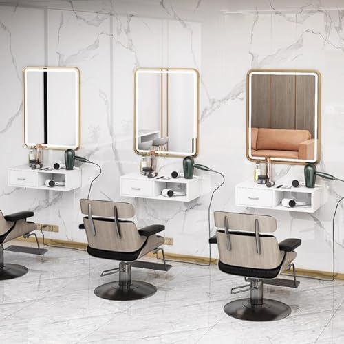 Stylingstation zur Wandmontage, mit Schublade und Haartrocknerhaltern, Friseursalon-Aufbewahrungsausrüstung, langlebiges Design für organisierten Styling-Arbeitsplatz