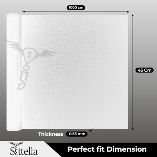 Image of SITTELLA (45cm x 10m) Food-Grade Anti-Slip Washable Kitchen Drawer & Shelf Liner | Multipurpose Waterproof Fridge, Table & Cabinet Mat | Non-Toxic, Cuttable & Reusable(White)