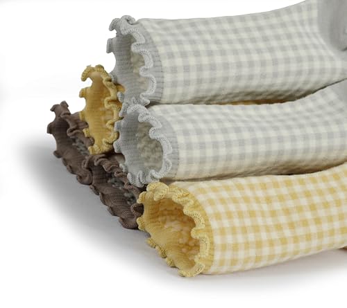 BomKinta Checkered Ruffle Socks Women - Cute Plaid Frilly Sock - Casual Crew Cotton Socks Size 5-93