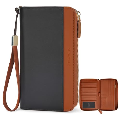 Image of Large Wallet for Women, Clutch Wallet with Passport Holder | RFID Wallet for Women, Zipper Clutch Purse, Passport Holder for Travel, Multiple Card Slots, Phone Pocket, Wristlet Strap