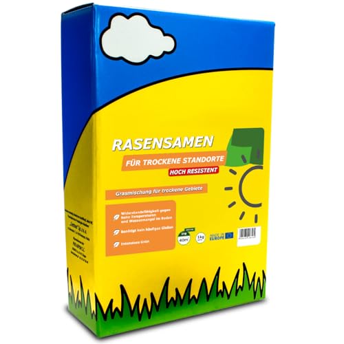 Rasensamen 1kg für Trockenrasen & Schattenrasen - Samen dürreresistent - Rasen schnellkeimend - ARPON Grassamen - Rasensaat das nicht oft gegossen werden muss - Gras Made in EU