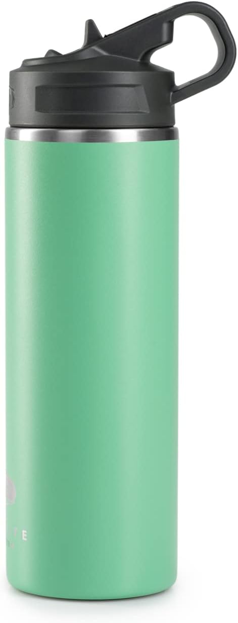 GSI Outdoors Microlite 710 Straw Top Bottle – 24 oz Vacuum Insulated Stainless Steel, Leakproof & Lightweight Trail Flask - Jade