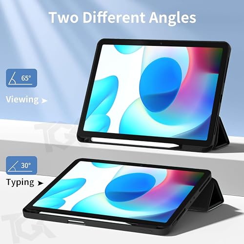 Image of TGK Trifold Flip Case Cover for realme Pad 10.4 inch Black Smart Flexible with Pencil Holder
