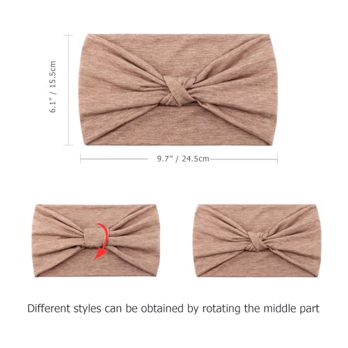 Image of DRESHOW 4 Pack Turban Headbands for Women Wide Vintage Head Wraps Knotted Cute Hair Band Accessories
