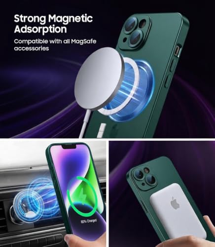 Image of DIZORO Magnetic Case for iPhone 13 / iPhone 14 Cover [Compatible with MagSafe][Built-in Camera Lens Protector] Slim Soft Silicone Bumper Shockproof Metallic Luster Back Cover Phone Cases (Cosmos)