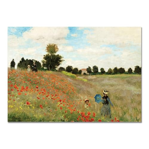 Giallobus - Impression sur toile - Claude Monet - Champ de coquelicots 2 - Verre acrylique - 50L x 35l cm - Tableaux modernes pour la maison
