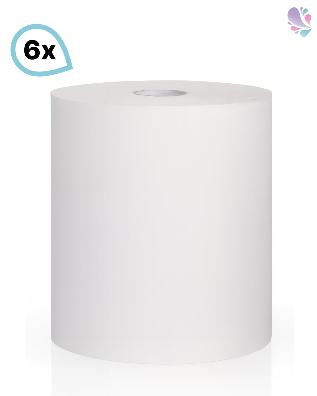 Tissue Handtuchrollen 750 m Gesamt, 6 Rollen | 2-lagiges Tissue aus Zellstoff, 125 m je Rolle, 40 mm Kern, passend f. viele Rollenspender