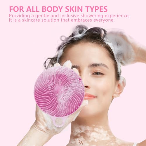 Image of 2 In 1 Silicone Brush, Body Shower Scrubber And Scalp Hair Massager Shampoo Brush, Deeply Cleansing Skin, Dandruff Removal And Hair Growth, Gentle For Women Men Sensitive Skin (Lilac)