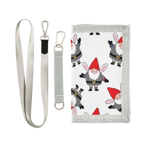 ALAZA Kids Wallets for Boys Girls Toddler Trifold Wallet Children Small Gnomes Red Hat with Zipper Coin Pocket